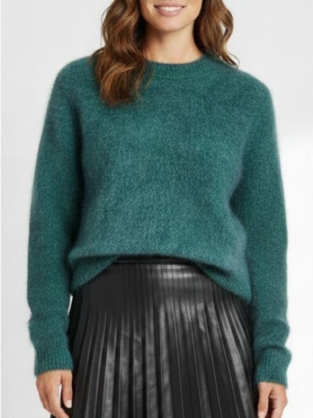 NWOT J. crew Brushed cashmere marled relaxed crewneck sweater Green Navy Marl L